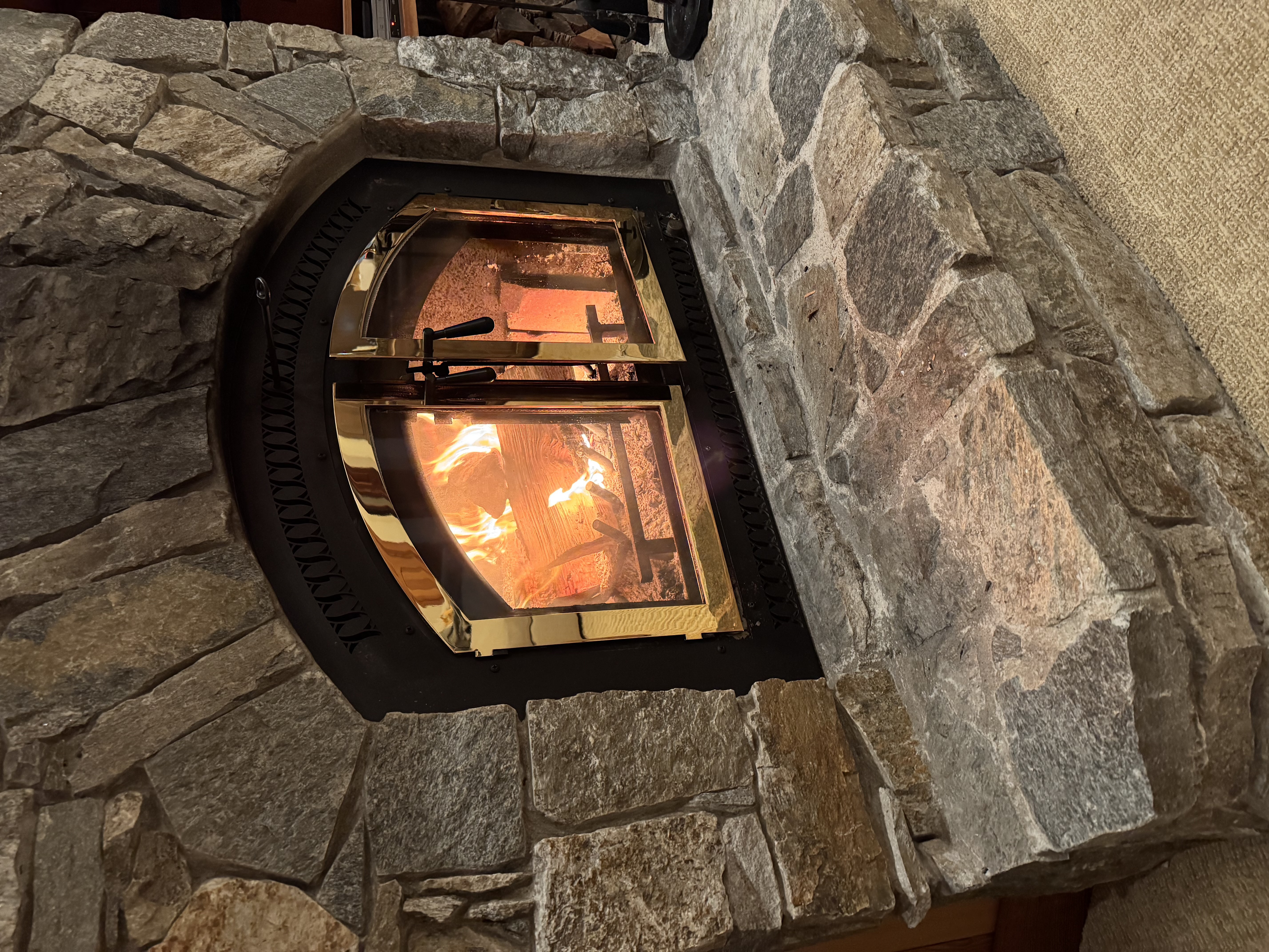 Stone fireplace